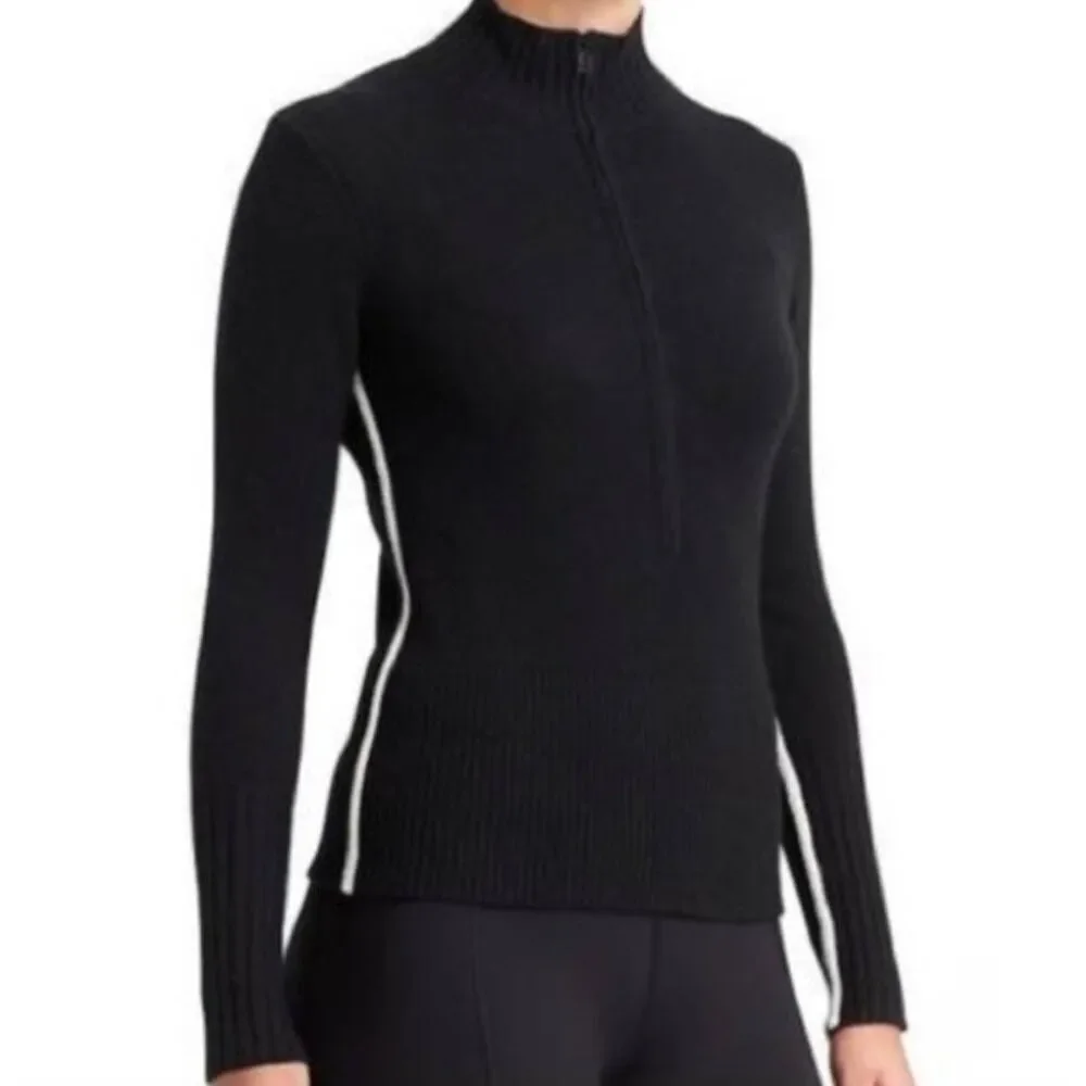 Derek Lam 10C X Athleta Sweater Women's XL Black White Cashmere Half Zip